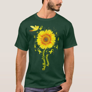 T-shirt Childhood Cancer Awareness Cute Sunflower Hummingb