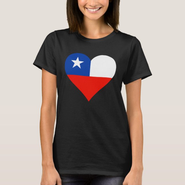T-shirt Chile Flag Heart Chile  Love Chile (Devant)