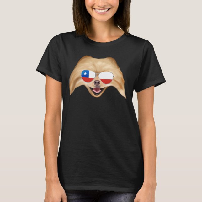 T-shirt Chilean Flag Pomeranian Dog Chile Pocket (Devant)