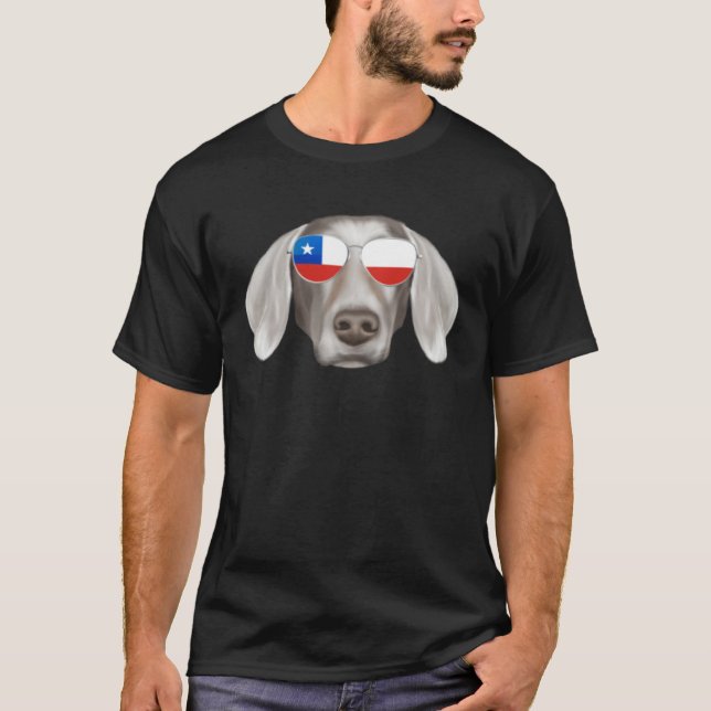 T-shirt Chilean Flag Weimaraner Dog Chile Pocket (Devant)