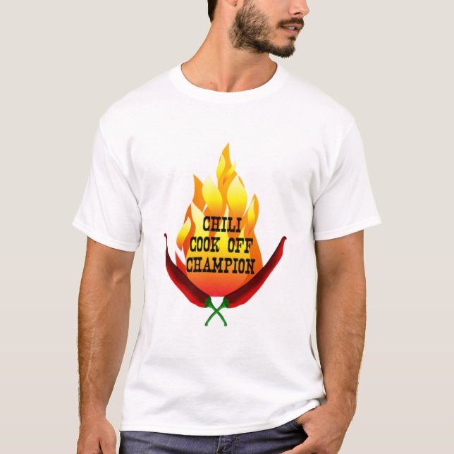 T-shirt Chili Cook Off Champion Flame Design (Devant)