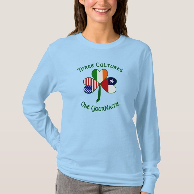 T-shirt Chili irlandais USA drapeaux Shamrock personnalisé (Devant)