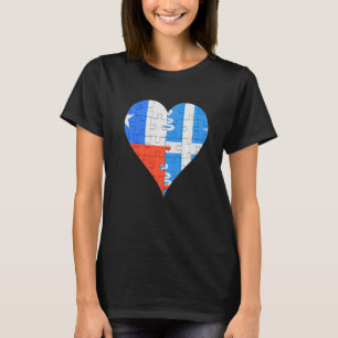 T-shirt Chilien Martiniquais Drapeau Coeur