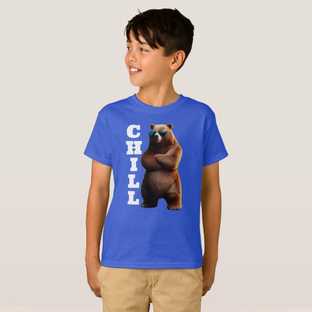 T-shirt Chill Brown Ours dans les lunettes de soleil (Devant entier)