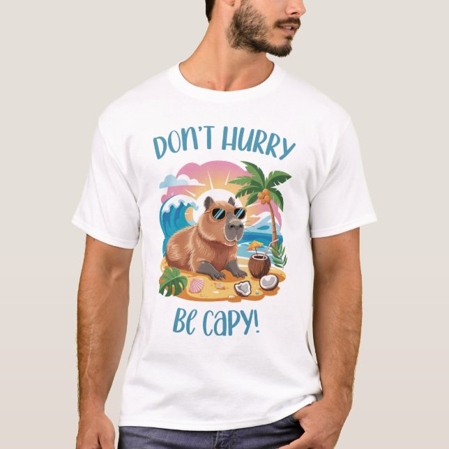 T-shirt Chill Capybara Beach Vibes - Ne vous dépêchez pas  (Devant)