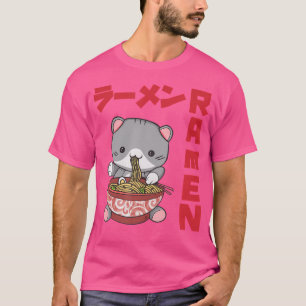 T-shirt Chill Cat Ramen Anime Noodles Kawaii Japonais Sket