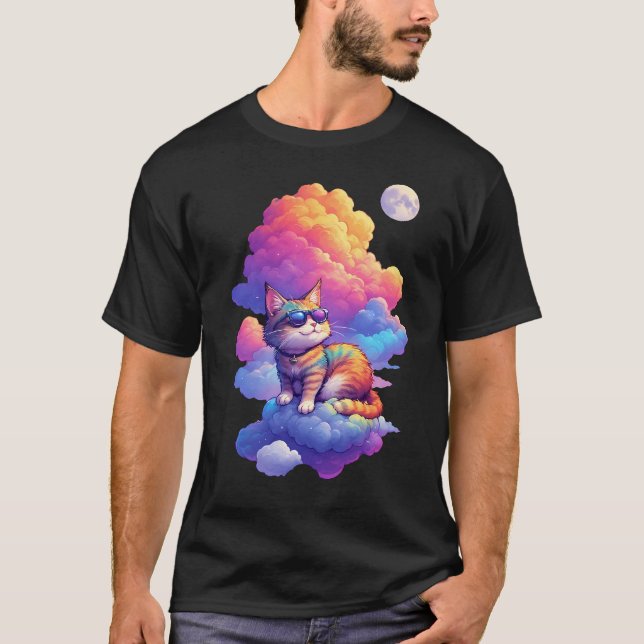T-shirt Chill Chill Sunset Chat avec lunettes de soleil Sw (Devant)
