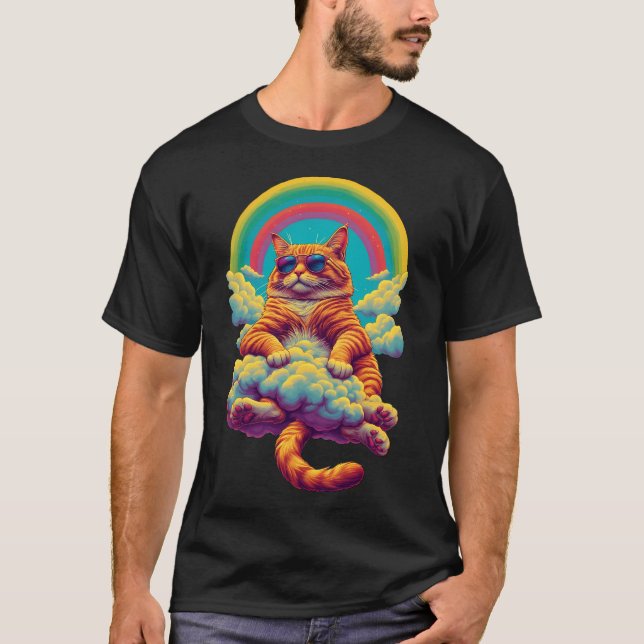 T-shirt Chill Chill Sunset Chat avec lunettes de soleil Sw (Devant)