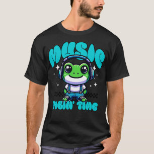 T-shirt Chill Grenouille casque Musique Le mignon toon Ani