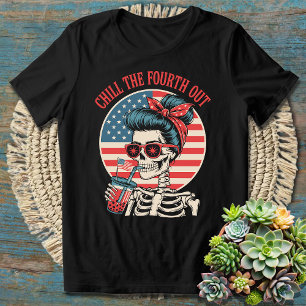 T-shirt Chill Out quatrième Skeleto Patriotic 4 juillet