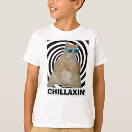 T-shirt CHILLAXIN' Fat Manx Chat avec lunettes de soleil T