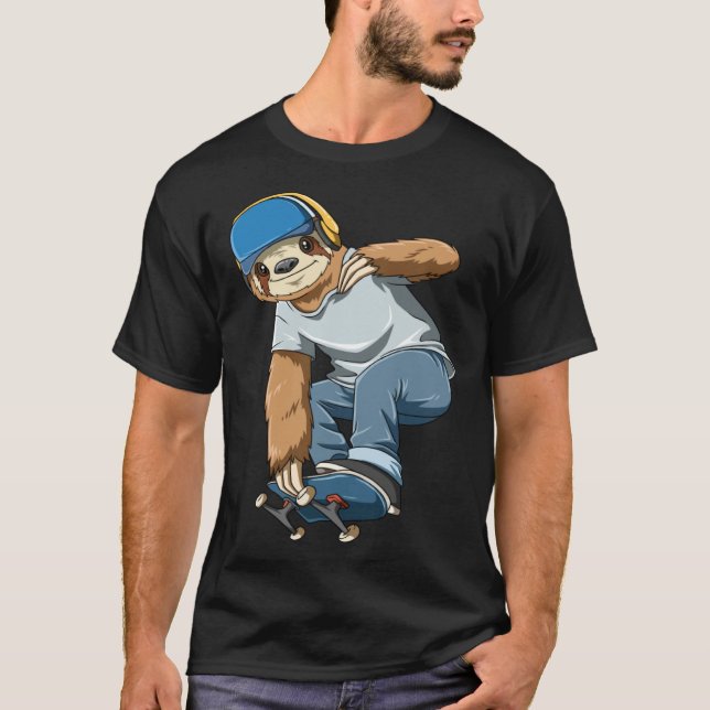 T-shirt Chilled Sloth Skateboarding   Skater (Devant)