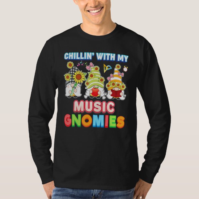 T-shirt Chillin Avec Ma Musique Gnomes Enseignant Enfant É (Devant)