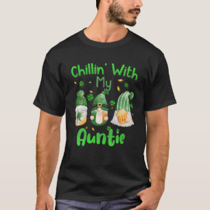 T-shirt Chillin avec ma tante Green Plaid Gnomes St Patri