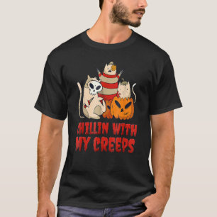 T-shirt Chillin avec mes Creeps Chat Serial Killer Hallowe