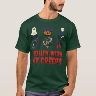 T-shirt Chillin avec mes Creeps Chat Serial Killer Hallowe
