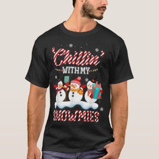 T-shirt Chillin avec mes neiges Père Noël Snowman Scarf Li