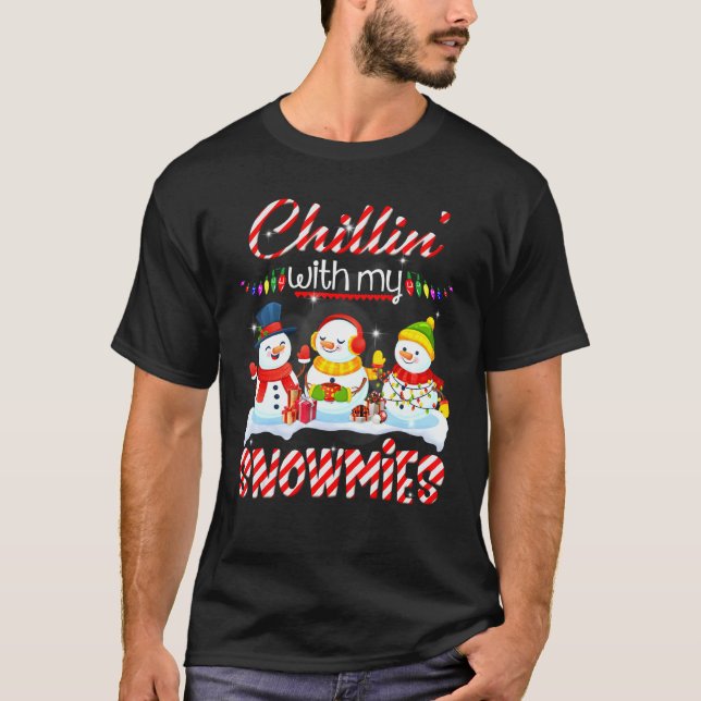 T-shirt Chillin avec mes neiges Père Noël Snowman Scarf Li (Devant)