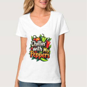 T-shirt Chillin' avec mes poivrons - Graphisme chili color
