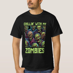 T-shirt Chillin Avec Mes Zombies Halloween