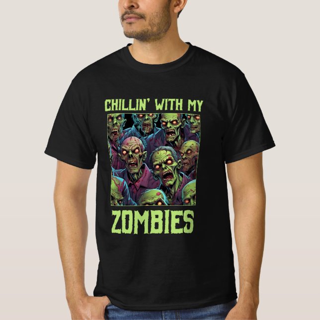 T-shirt Chillin Avec Mes Zombies Halloween (Devant)