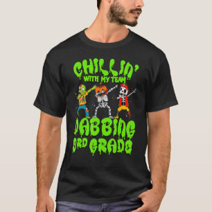 T-shirt Chillin avec mon Citrouille Zombie Skeleton Dab 3è