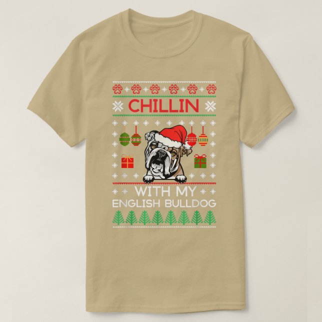 T-shirt Chillin Avec Mon Français Bulldog Père Noël Ugly C (Design devant)