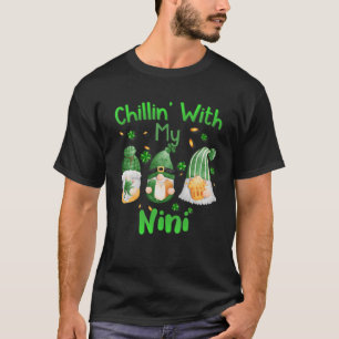 T-shirt Chillin Avec Mon Nini Green Plaid Gnomes St Patric