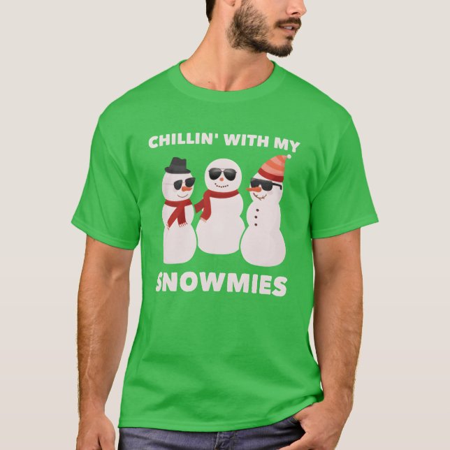 T-shirt Chillin Avec Mon Snowmies garçon (Devant)