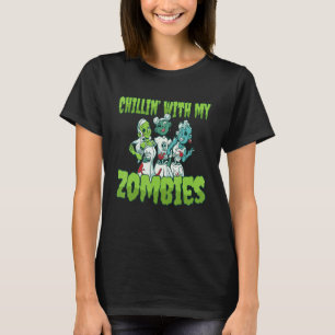 T-shirt Chillin Costume Éffrayant Zombie Chicas avec