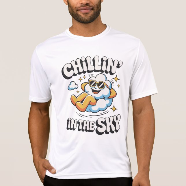 T-shirt Chillin' in the Sky Retro Cloud Design pour l'été (Devant)