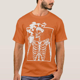 T-shirt Chilling Squelette Boire Café Happy Halloween Hor
