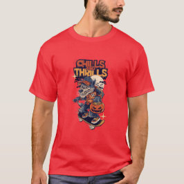 T-shirt Chills and Thrills Halloween Werewolf Skateboard