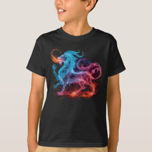 T-shirt Chimère Lion Mythique Néon Lumière Magique Fantast