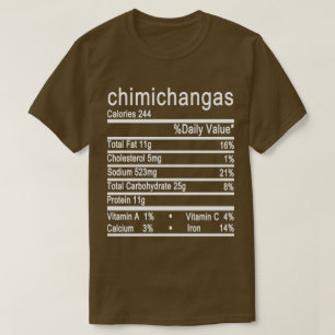 T-shirt chimichangas étiquette de la valeur nutritive