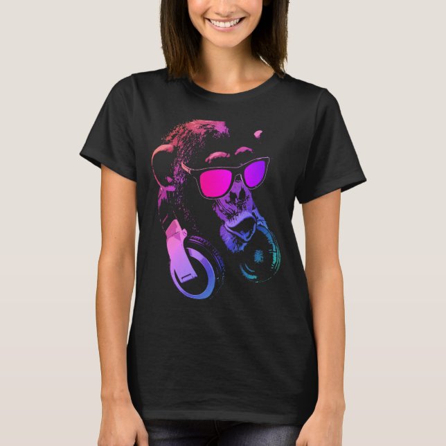 T-shirt Chimie De Singe Avec Lunettes De Soleil Et Casque (Devant)