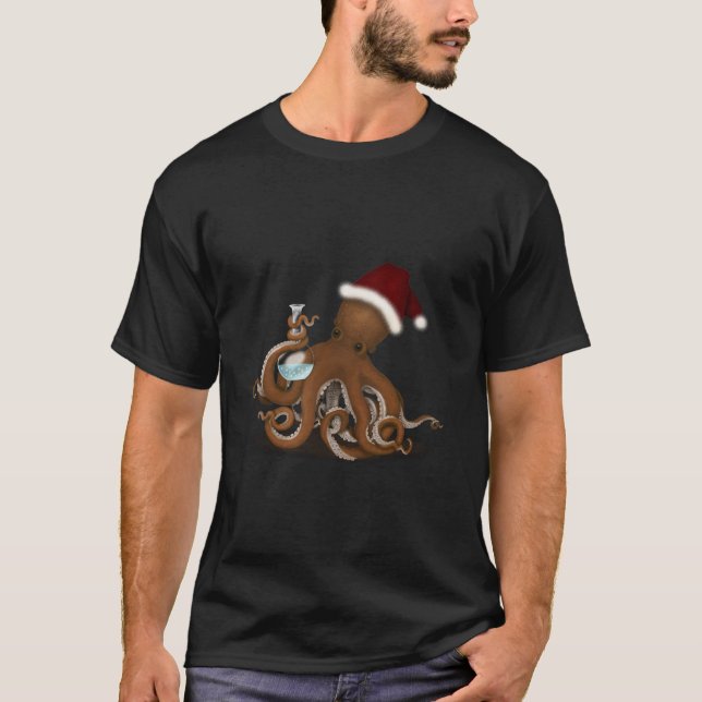 T-shirt Chimie Octopus à Santa Hat Steampunk Noël (Devant)