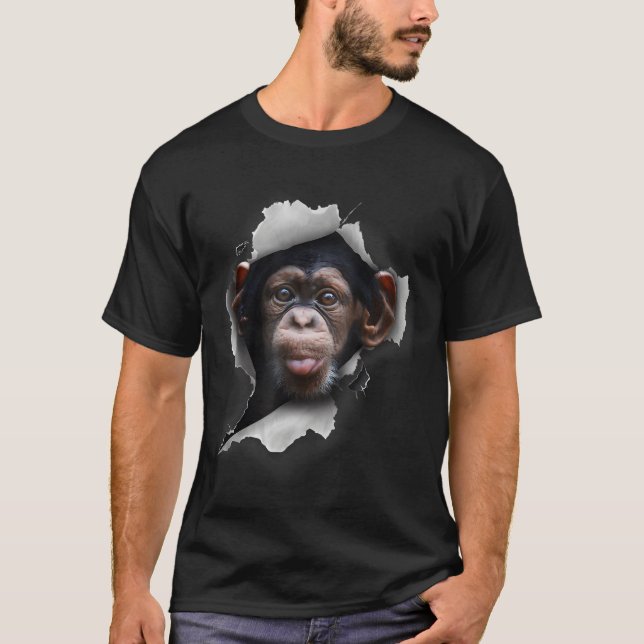T-shirt Chimp Amusant, Amant Singe Amusant, Singe Chimpanz (Devant)