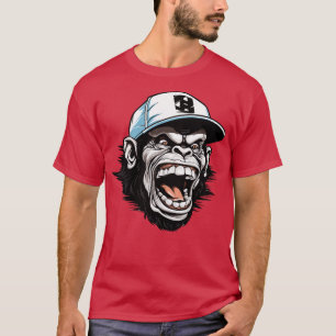 T-shirt Chimp Portant Un Casquette de baseball 1