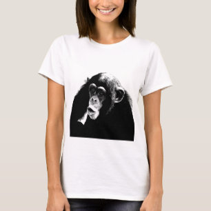 T-shirt Chimpanzé noir blanc