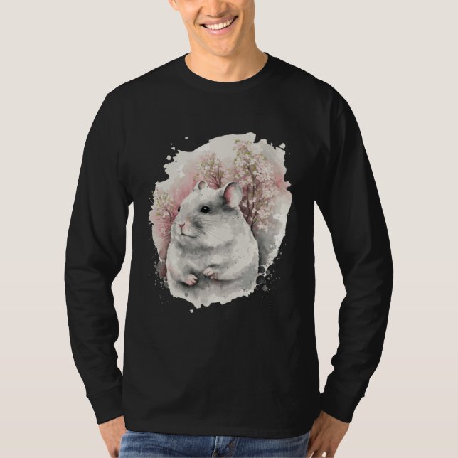 T-shirt Chinchilla Cherry Blossom Japanese Sakura Watercol (Devant)