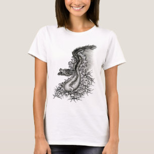 T-shirt Chine Dragon, noir et blanc Design en Tattoostyl