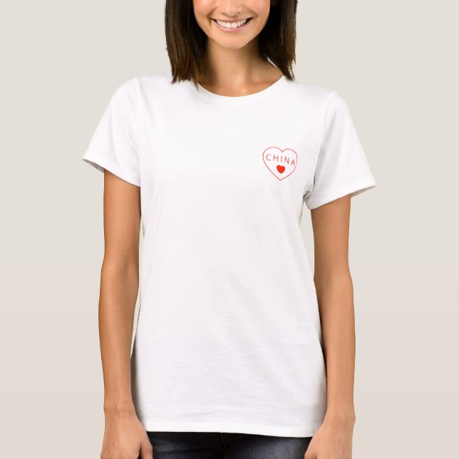 T-shirt Chine du coeur heureux (Devant)