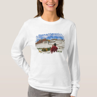 T-shirt Chine, Tibet, Lhasa, moine tibétain avec Potala