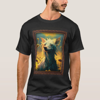 T-shirt Chinese Crested Painting Sunflower Flower Mom Wome