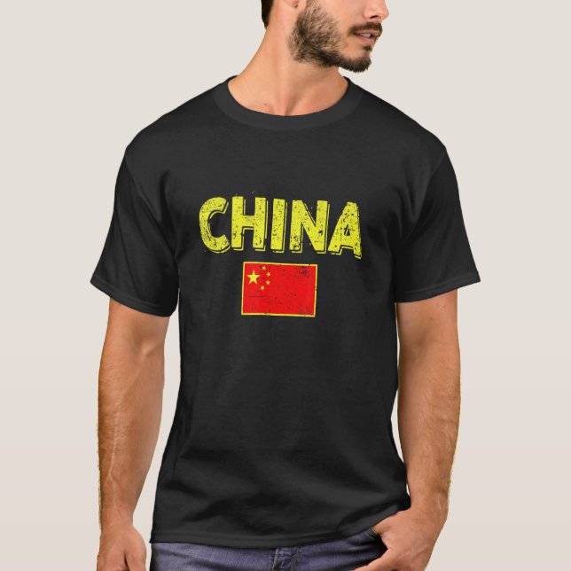 T-shirt Chinese Flag Pride Retro  China Flag Costume Men W (Devant)