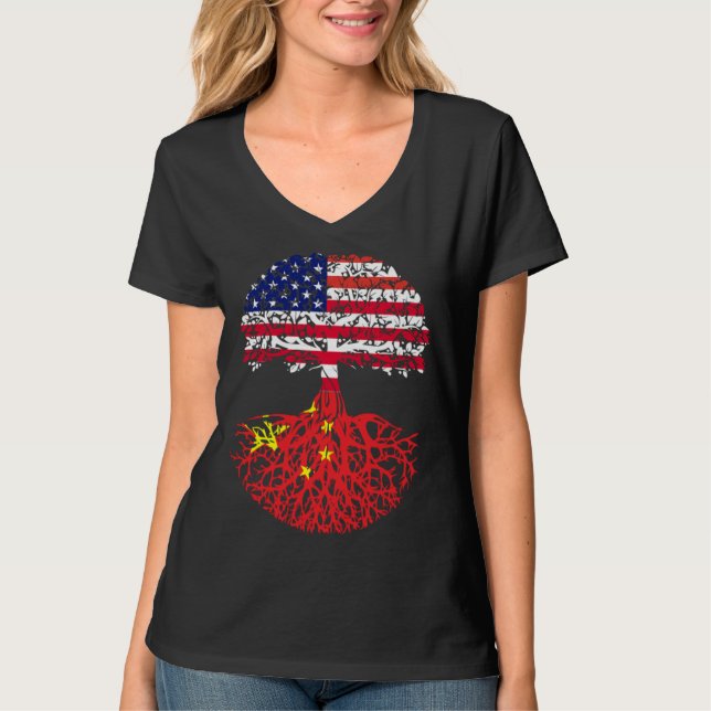 T-shirt Chinese Roots American China Flag Immigrant Citize (Devant)