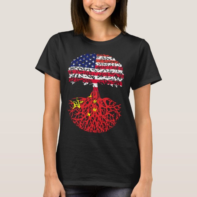 T-shirt Chinese Roots American China Flag Immigrant Citize (Devant)
