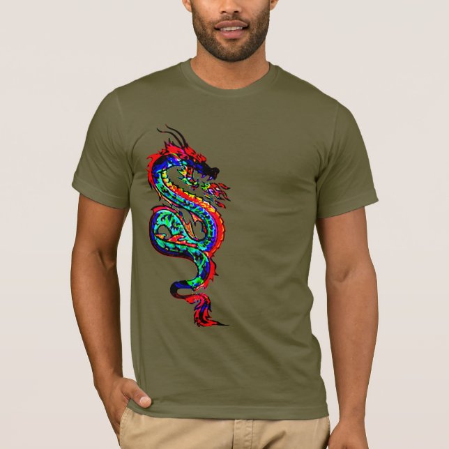 T-shirt chinois Dragon feu rouge Design cadeau idée dragon (Devant)