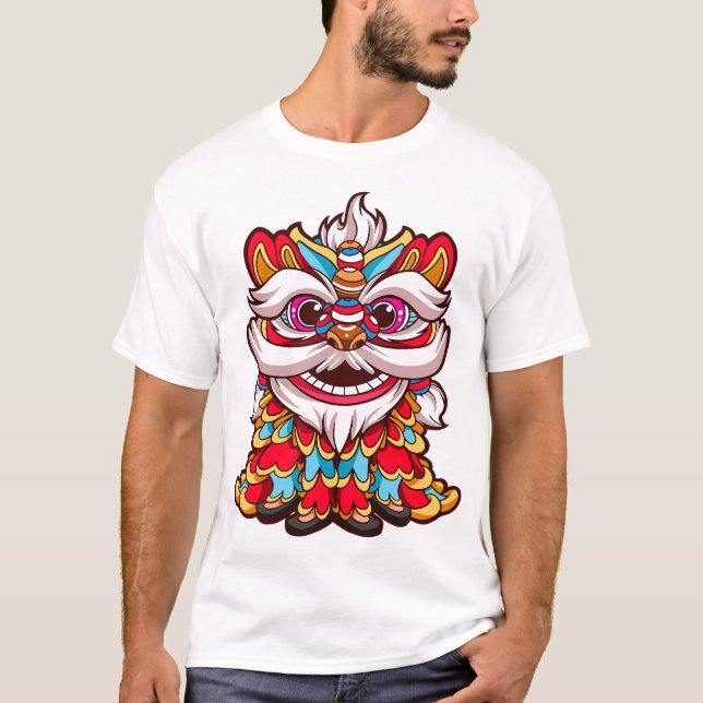T-shirt chinois Lion Dance_ T-shirt chinois Lion_ (Devant)